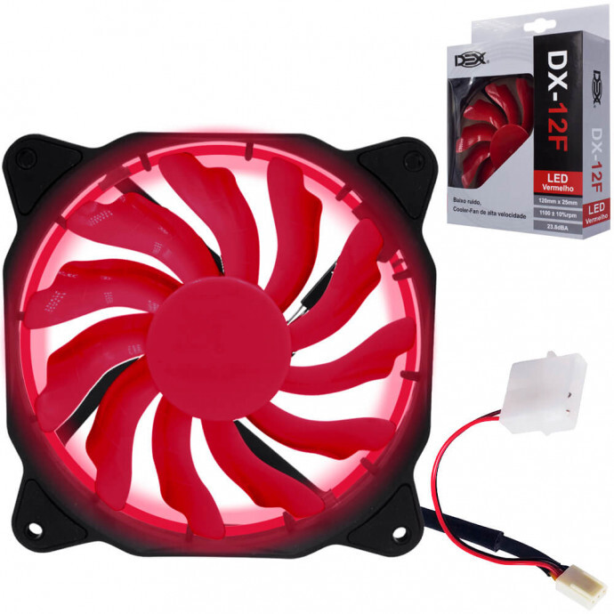 Cooler Fan 120mm com LED Dex - DX-12F - Vermelho